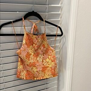 Billabong Flowers Orange and Yellow Halter Tank
